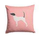 English Pointer Checkerboard Pink Decorative Throw Pillow 14x14 Indoor Outdoor Accent Cushion, Fabric Cover with Insert for Sofa, Bed, Porch & Living Room