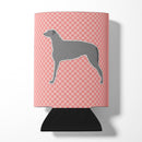Scottish Deerhound Checkerboard Pink Can or Bottle Hugger Cooler Sleeve for Standard 12 oz Cans, Insulated Foam Beer & Soda Can Hugger Reusable