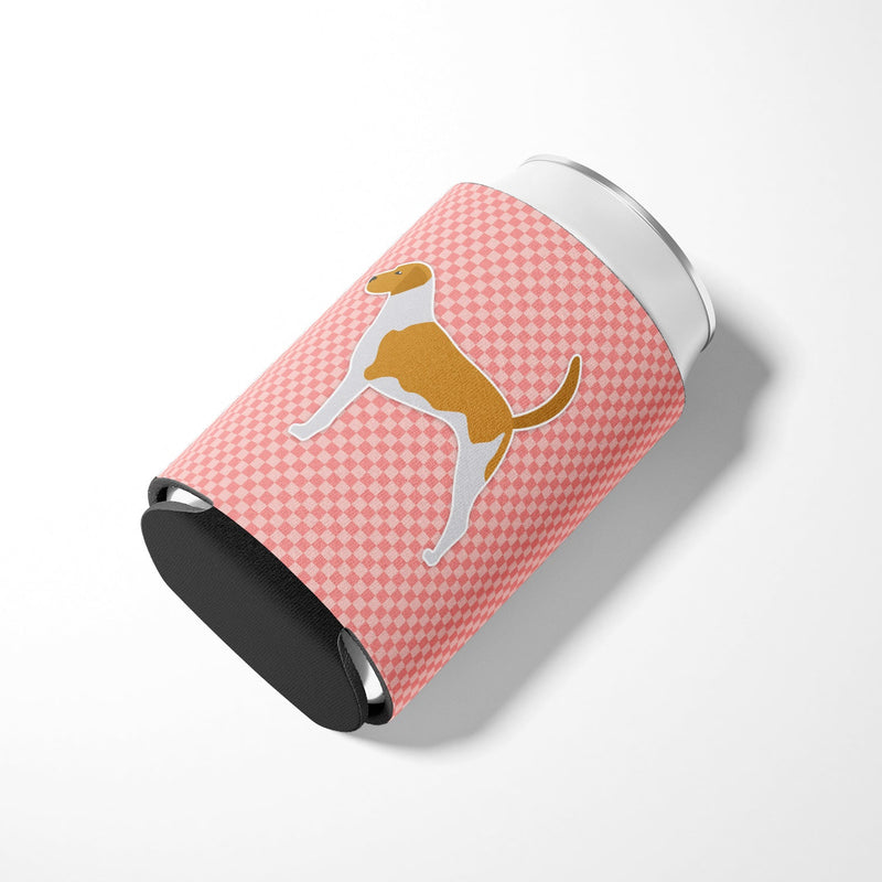 American Foxhound Checkerboard Pink Can or Bottle Hugger BB3598CC