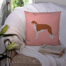 Borzoi Russian Greyhound Checkerboard Pink Throw Pillow - 14x14 Decorative Pillow – Art for Your Home & Patio BB3599PW1414