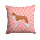 Borzoi Russian Greyhound Checkerboard Pink Throw Pillow - 14x14 Decorative Pillow – Art for Your Home & Patio BB3599PW1414