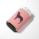 American Water Spaniel Checkerboard Pink Can or Bottle Hugger BB3601CC