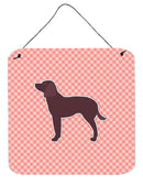 American Water Spaniel Checkerboard Pink Wall or Door Hanging Prints BB3601DS66