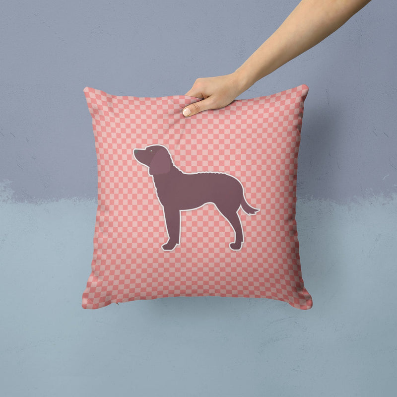 American Water Spaniel Checkerboard Pink Fabric Decorative Pillow BB3601PW1414