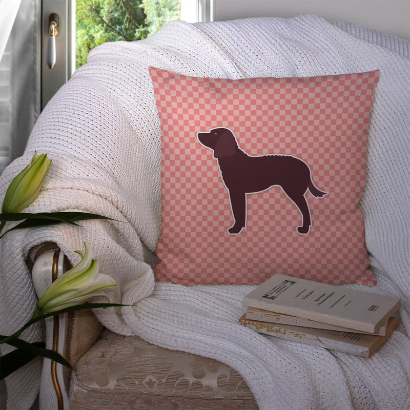 American Water Spaniel Checkerboard Pink Fabric Decorative Pillow BB3601PW1414