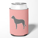 Irish Wolfhound Checkerboard Pink Can or Bottle Hugger Cooler Sleeve for Standard 12 oz Cans, Insulated Foam Beer & Soda Can Hugger Reusable