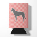 Irish Wolfhound Checkerboard Pink Can or Bottle Hugger Cooler Sleeve for Standard 12 oz Cans, Insulated Foam Beer & Soda Can Hugger Reusable