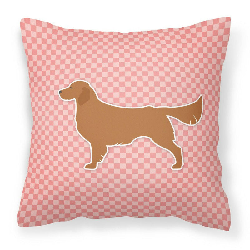 Golden Retriever Checkerboard Pink Fabric Decorative Pillow BB3604PW1818