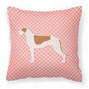Greyhound Checkerboard Pink Decorative Throw Pillow 18x18 Indoor Outdoor Accent Cushion, Fabric Cover with Insert for Sofa, Bed, Porch & Living Room