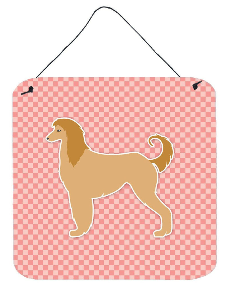 Afghan Hound Checkerboard Pink Wall or Door Hanging Prints BB3606DS66