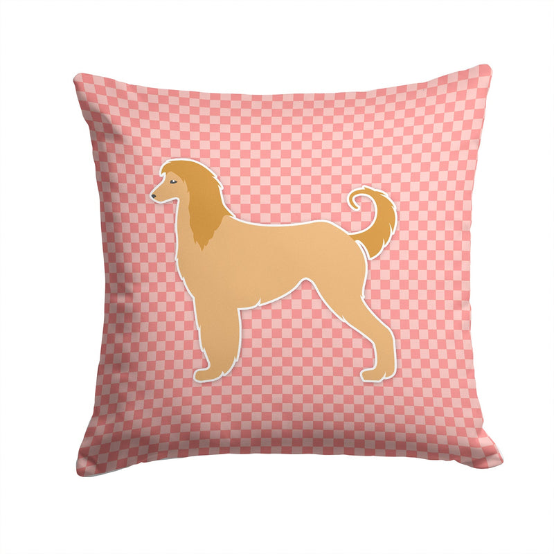 Afghan Hound Checkerboard Pink Fabric Decorative Pillow BB3606PW1414