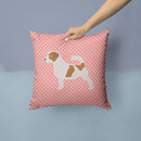 Jack Russell Terrier Checkerboard Pink Decorative Throw Pillow 14x14 Indoor Outdoor Accent Cushion, Fabric Cover with Insert for Sofa, Bed, Porch & Living Room
