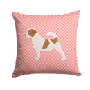Jack Russell Terrier Checkerboard Pink Decorative Throw Pillow 14x14 Indoor Outdoor Accent Cushion, Fabric Cover with Insert for Sofa, Bed, Porch & Living Room