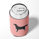 Black Labrador Retriever Checkerboard Pink Can or Bottle Hugger BB3608CC