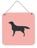 Black Labrador Retriever Checkerboard Pink Wall or Door Hanging Prints BB3608DS66