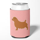 Norfolk Terrier Checkerboard Pink Can or Bottle Hugger Cooler Sleeve for Standard 12 oz Cans, Insulated Foam Beer & Soda Can Hugger Reusable