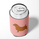 Norfolk Terrier Checkerboard Pink Can or Bottle Hugger Cooler Sleeve for Standard 12 oz Cans, Insulated Foam Beer & Soda Can Hugger Reusable