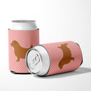 Norfolk Terrier Checkerboard Pink Can or Bottle Hugger Cooler Sleeve for Standard 12 oz Cans, Insulated Foam Beer & Soda Can Hugger Reusable