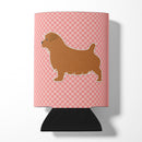 Norfolk Terrier Checkerboard Pink Can or Bottle Hugger Cooler Sleeve for Standard 12 oz Cans, Insulated Foam Beer & Soda Can Hugger Reusable