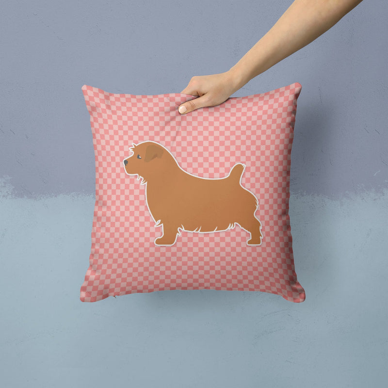 Norfolk Terrier Checkerboard Pink Fabric Decorative Pillow BB3609PW1414