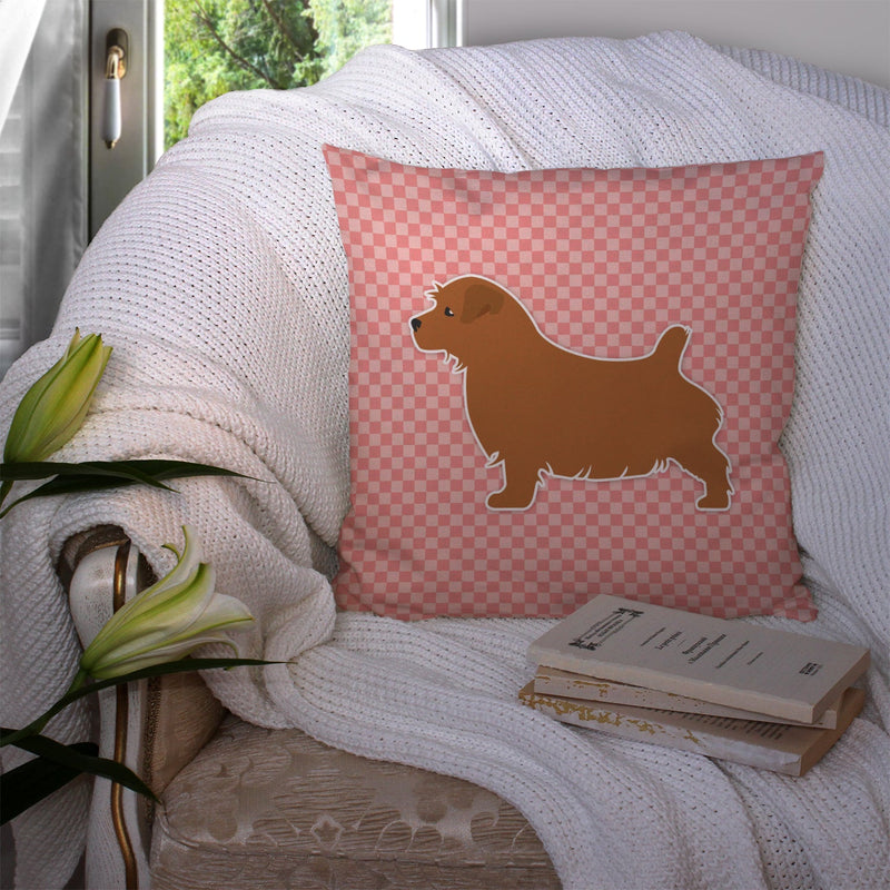 Norfolk Terrier Checkerboard Pink Fabric Decorative Pillow BB3609PW1414