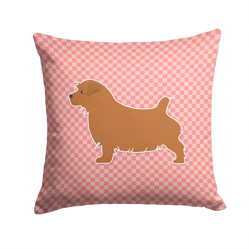 Norfolk Terrier Checkerboard Pink Fabric Decorative Pillow BB3609PW1414