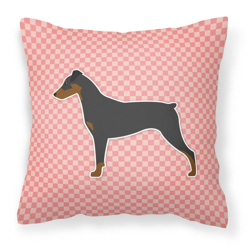 German Pinscher Checkerboard Pink Fabric Decorative Pillow BB3613PW1818