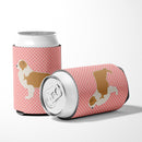 Red Border Collie Checkerboard Pink Can or Bottle Hugger Cooler Sleeve for Standard 12 oz Cans, Insulated Foam Beer & Soda Can Hugger Reusable