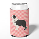 Black Border Collie Checkerboard Pink Can or Bottle Hugger Cooler Sleeve for Standard 12 oz Cans, Insulated Foam Beer & Soda Can Hugger Reusable