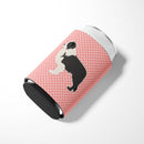Black Border Collie Checkerboard Pink Can or Bottle Hugger Cooler Sleeve for Standard 12 oz Cans, Insulated Foam Beer & Soda Can Hugger Reusable