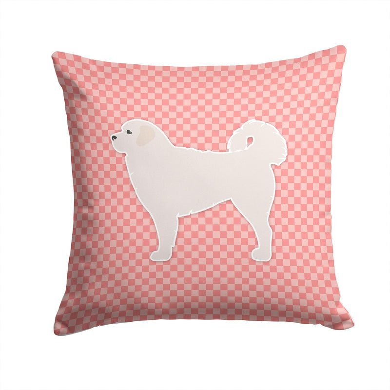 Polish Tatra Sheepdog Checkerboard Pink Fabric Decorative Pillow BB3627PW1414