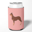 Australian Kelpie Dog Checkerboard Pink Can or Bottle Hugger Cooler Sleeve for Standard 12 oz Cans, Insulated Foam Beer & Soda Can Hugger Reusable