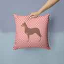 Australian Kelpie Dog Checkerboard Pink Decorative Throw Pillow 14x14 Indoor Outdoor Accent Cushion, Fabric Cover with Insert for Sofa, Bed, Porch & Living Room