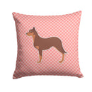 Australian Kelpie Dog Checkerboard Pink Decorative Throw Pillow 14x14 Indoor Outdoor Accent Cushion, Fabric Cover with Insert for Sofa, Bed, Porch & Living Room