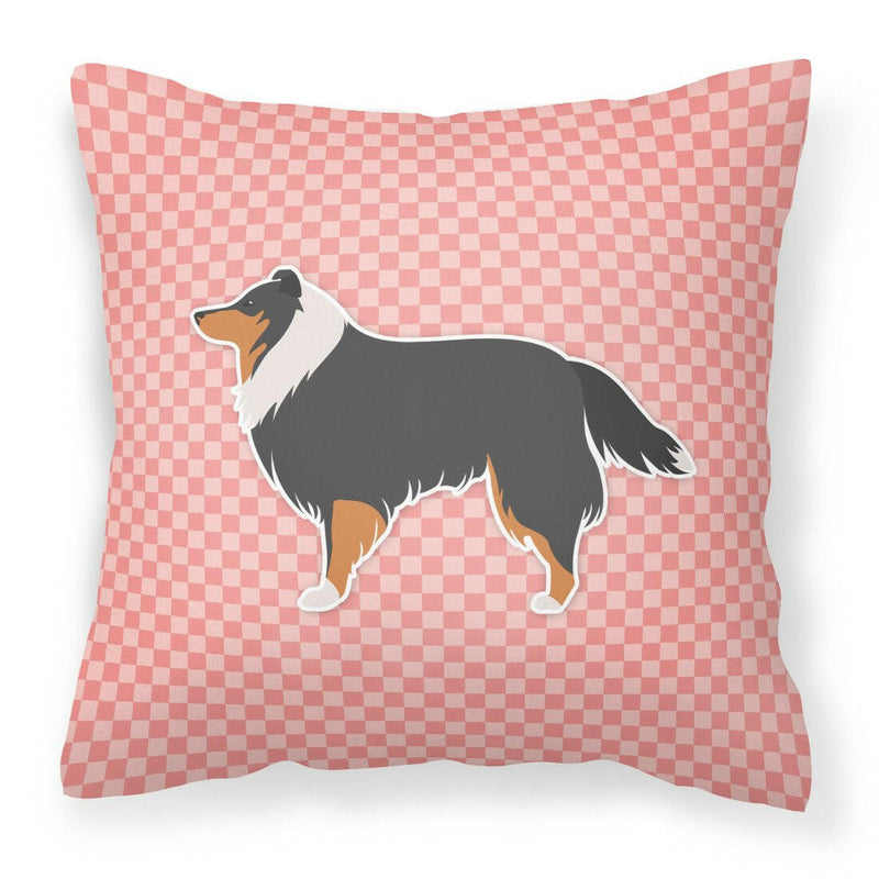 Sheltie/Shetland Sheepdog Checkerboard Pink Fabric Decorative Pillow BB3630PW1818