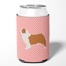 Australian Shepherd Dog Checkerboard Pink Can or Bottle Hugger Cooler Sleeve for Standard 12 oz Cans, Insulated Foam Beer & Soda Can Hugger Reusable