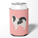Japanese Chin Checkerboard Pink Can or Bottle Hugger Cooler Sleeve for Standard 12 oz Cans, Insulated Foam Beer & Soda Can Hugger Reusable