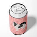 Japanese Chin Checkerboard Pink Can or Bottle Hugger Cooler Sleeve for Standard 12 oz Cans, Insulated Foam Beer & Soda Can Hugger Reusable