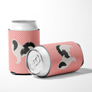 Japanese Chin Checkerboard Pink Can or Bottle Hugger Cooler Sleeve for Standard 12 oz Cans, Insulated Foam Beer & Soda Can Hugger Reusable