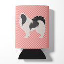 Japanese Chin Checkerboard Pink Can or Bottle Hugger Cooler Sleeve for Standard 12 oz Cans, Insulated Foam Beer & Soda Can Hugger Reusable
