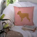 Brussels Griffon Checkerboard Pink Decorative Throw Pillow 14x14 Indoor Outdoor Accent Cushion, Fabric Cover with Insert for Sofa, Bed, Porch & Living Room