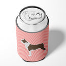 Boston Terrier Checkerboard Pink Can or Bottle Hugger BB3644CC