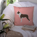 Boston Terrier Checkerboard Pink Throw Pillow - 14x14 Decorative Pillow – Art for Your Home & Patio BB3644PW1414