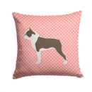Boston Terrier Checkerboard Pink Throw Pillow - 14x14 Decorative Pillow – Art for Your Home & Patio BB3644PW1414