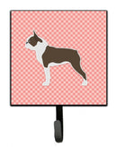 Boston Terrier Checkerboard Pink Leash or Key Holder BB3644SH4
