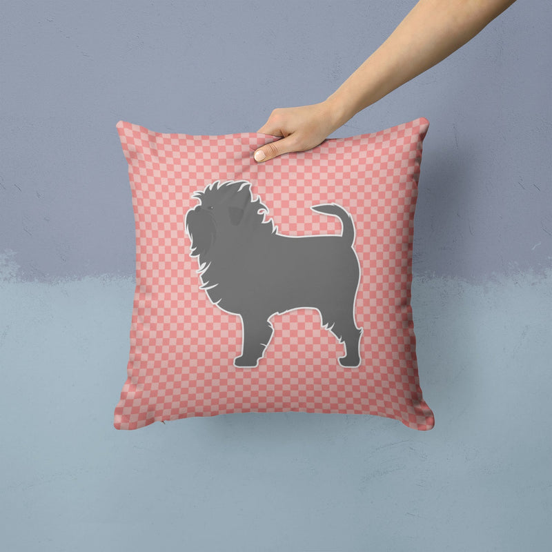 Affenpinscher Checkerboard Pink Fabric Decorative Pillow BB3648PW1414