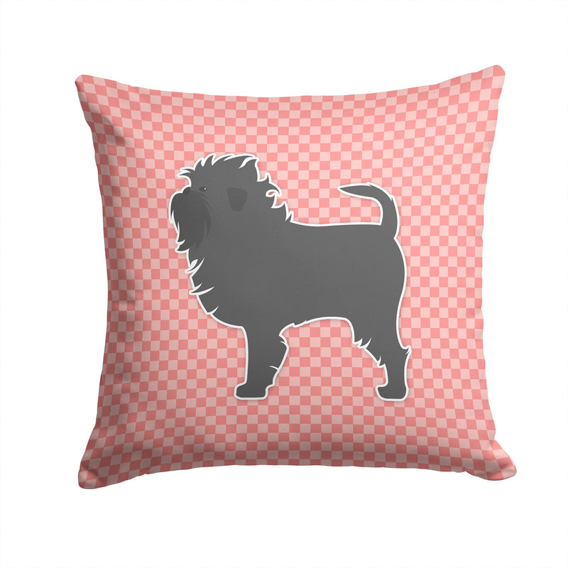 Affenpinscher Checkerboard Pink Fabric Decorative Pillow BB3648PW1414