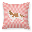 Cavalier King Charles Spaniel Checkerboard Pink Decorative Throw Pillow 18x18 Indoor Outdoor Accent Cushion, Fabric Cover with Insert for Sofa, Bed, Porch & Living Room