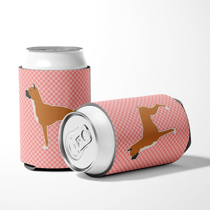 Boxer Checkerboard Pink Can or Bottle Hugger BB3653CC