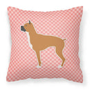 Boxer Checkerboard Pink Decorative Throw Pillow 18x18 Indoor Outdoor Accent Cushion, Fabric Cover with Insert for Sofa, Bed, Porch & Living Room